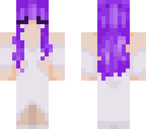 purple girl in wedding dress with spacebuns