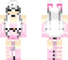pink outfit with white hair