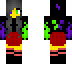 female - purple/green fire - hoodie - skirt