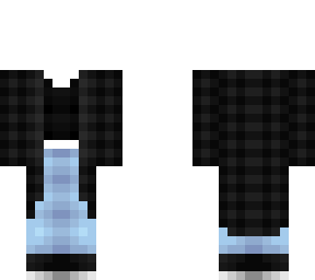 ob - long black plaid coat w/ shirt & jeans v2