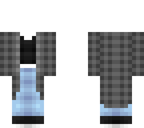 ob - long gray plaid coat w/ shirt & jeans