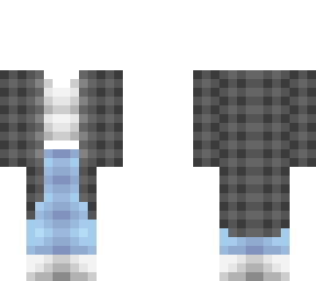 ob - long gray plaid coat w/ shirt & jeans v2