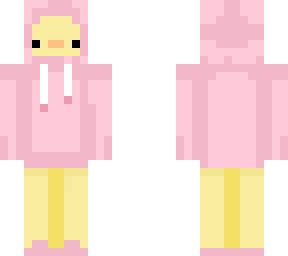 pink duckie in a hoodie