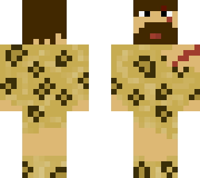 stone age man with leopard skin clothes.