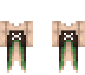 ob - medieval tan brown & green dress