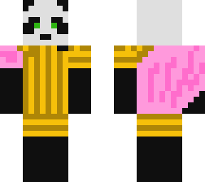 (panda) roman/greek mjfnh with gold armor and a pink cape/cloth