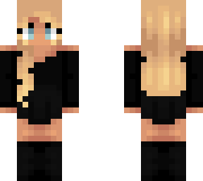 blonde girl in black outfit
