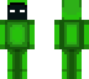 dark guy skin, white eyes, green onesie