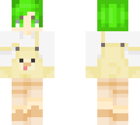 ketsume chicken overall, white sweater