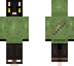 black cat with green hoodie