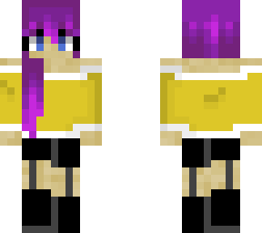 purple hair gold shirt