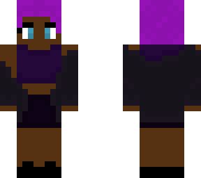 purple haired person with cardigan