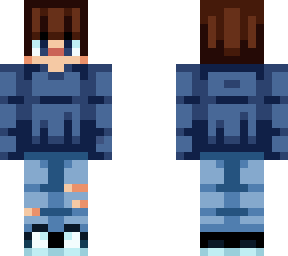 teen in navy sweater