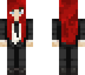 red hair girl with suit