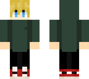 green hoodie boy skin with blonde hair and jordan 1 shoes