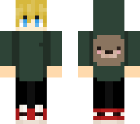 green hoodie boy skin with blonde hair and jordan 1 shoes fixed