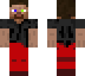 steve with a black shirt and red pants
