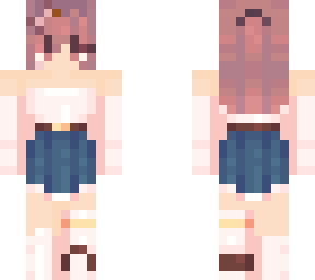 brown hair pink skirt