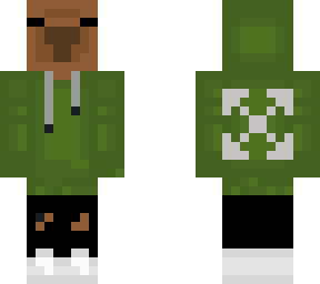 green hoodie on