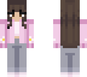pink jacket with flowers and jeans (hair base by another creator)