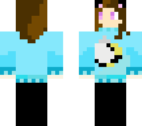 cat girl in a bee sweater