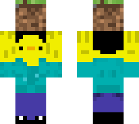 duck with a block of dirt