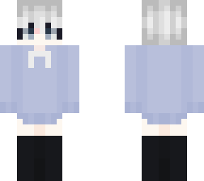 femboy with white hair and a cute blue sweater
