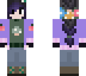black french braid & floral-mushroom outfit w/ flower-mushroom crown