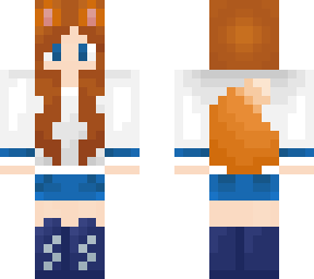 fox girl (ginger) (orange, blue, and white)