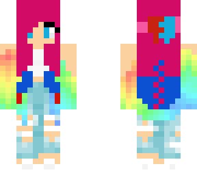 cute rainbow pink hair girl