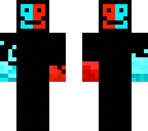 red and blue demon with flame hands