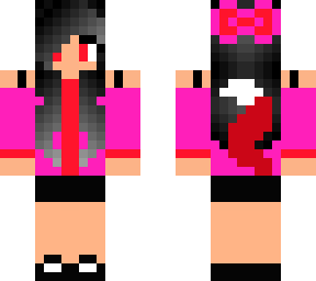 beautiful wolf girl with pink and red outfit
