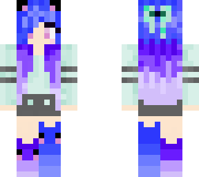 cute girl with blue and purple hair