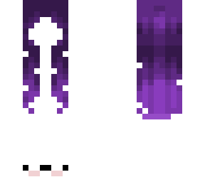 female purple hair and bunny slippers