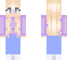 ??blond girl in a lavender hoodie and jeans??