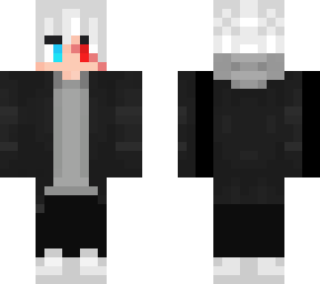 a modern man whith white hair, heterochromia and a scar