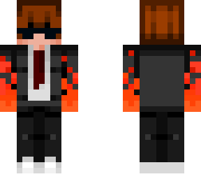 goggles skin with brownish hair with black outfit and a tie have fire hands