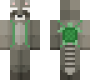 raccie with turtle backpack