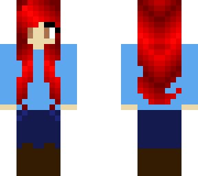 red with blue shirt