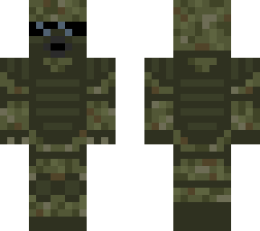 camo skin not exposed, with really dark sunglasses