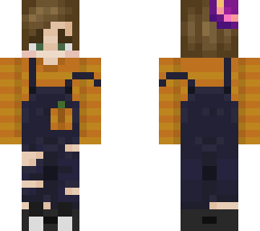brown hair boy pumpkin overalls halloween
