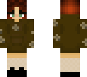 brown sweater red head