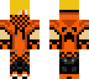 orange checkered boy with blonde hair