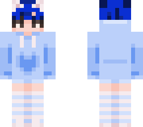 blue femboy blue hair hoodie
