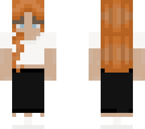 slim girl, ginger, blue eyes.