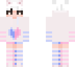 femboy blue and pink clothes and white hair