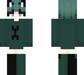 femboy green black and white bone sweater puppy-cat
