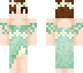 short hair: flower crown and flower gown (normal build)
