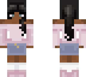 african american girl. pink outfit with long hair ??