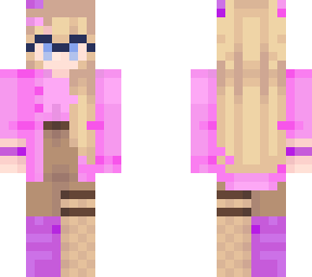 pink 'n purple outfit, blonde hair 'n glasses